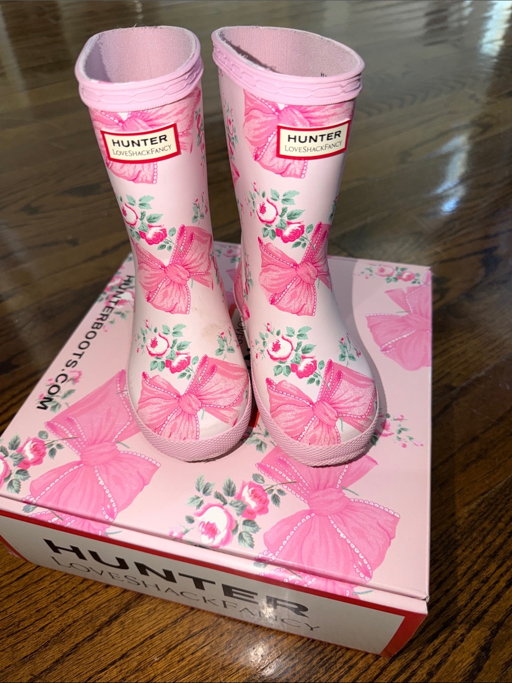 LoveShackFancy x Hunter Limited Edition “Rosa Beaux” Floral & Bow Rain Boots 8T